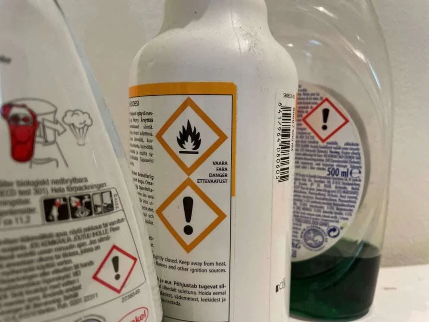 Pillar SDS Blog cleaning products showing hazard symbols